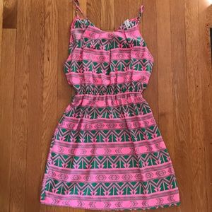 Pink and green dress!
